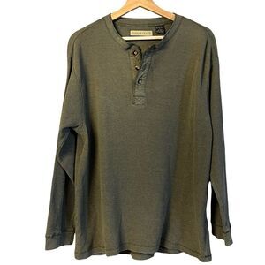Naturalife Mens Cotton Waffle Knit Thermal Henley Shirt Size L Outdoor Preppy